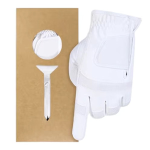 White Microfiber Golf Glove Right Hand Adjustable Wrist <b>Strap</b> Non Slip Unisex Sports Glove - Product Image 4