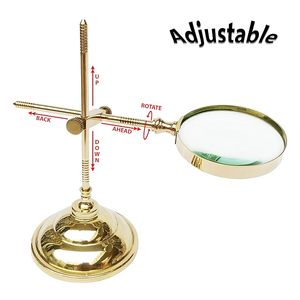 Loupe de bureau vintage en laiton réglable avec support pour la lecture, l'artisanat, l'inspection, la décoration de la maison et du bureau - Product Image 3