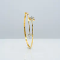 Gelang Bangle Kristal Bunga Salju Berlapis Emas dengan Zirkonia Kubik Trendy untuk Wanita, Perhiasan Fashion India Romantis