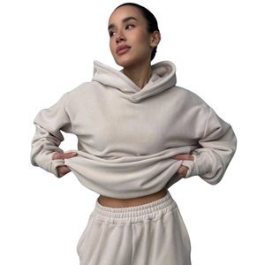 Women Fleece Pullover Hoodie Tracksuit <b>Set</b> Relaxed Fit Sweatshirt Straight Leg Trousers Casual Winter <b>Two</b> <b>Piece</b> <b>Lounge</b> Outfit - Product Image 3