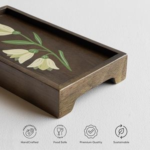 Bandeja de Servir de Madera Pintada a Mano, Bandeja Rectangular de Madera de Mango Premium para Servir Aperitivos, Té, Café y Desayuno en Casa - Product Image 4