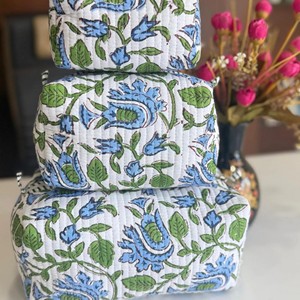 Custom Size Toiletry <b>Bag</b> Logo Colors Boho Design Cotton Quilted Zip Cosmetic Makeup Make up Toiletry Skincare Storage Pouch <b>Bag</b> - Product Image 3