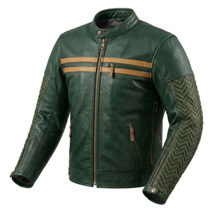 Veste en cuir bleu foncé vintage pour homme, veste de motard, coupe ajustée, veste en similicuir, vêtement de mode streetwear - Product Image 4