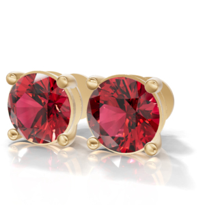 Pendientes de rubí redondo cultivado en laboratorio en plata de ley 925, joyería clásica para mujer - Product Image 1