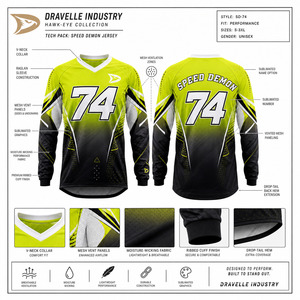 เสื้อเจอร์ซีย์มอเตอร์ครอสแบบสั่งทำ OEM แขนยาว พิมพ์ลายแบบ Sublimation เสื้อแข่ง MX ระบายอากาศได้ดี ผลิตจากโพลีเอสเตอร์ไมโครเมช สำหรับรถวิบาก - Product Image 5