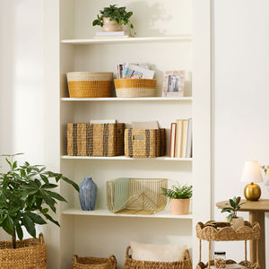 Panier de rangement rond en jonc de mer tressé bicolore, panier décoratif pour comptoir de cuisine, étagère et décoration intérieure - Product Image 3