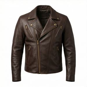 แจ็คเก็ตหนังแท้สำหรับขี่มอเตอร์ไซค์คุณภาพดีที่สุดสำหรับผู้ชาย รุ่นใหม่ล่าสุดสำหรับฤดูหนาว พร้อมแผ่นป้องกันที่ถอดออกได้ สามารถสั่งทำได้ - Product Image 1