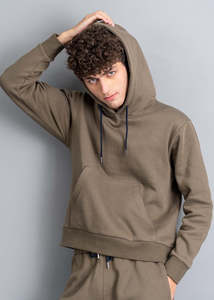 ชุดเซ็ตเสื้อฮู้ดและกางเกงวอร์มสีน้ำตาลอมเทาสองชิ้น ผลิตในปากีสถาน คุณภาพสูง ผ้าฝ้ายฟลีซ 100% ระบายอากาศได้ดี - Product Image 2