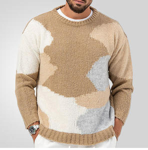 Pull en maille Argyle pour homme, col en V, manches longues, pull d'hiver chaud, doux, respirant, anti-boulochage, pull classique, logo personnalisé - Product Image 3