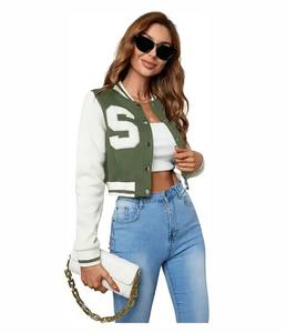 Chaqueta de invierno para mujer, nuevo diseño, chaqueta universitaria Letterman, Mangas de cuero informales deportivas, chaquetas universitarias Vintage para mujer - Product Image 1