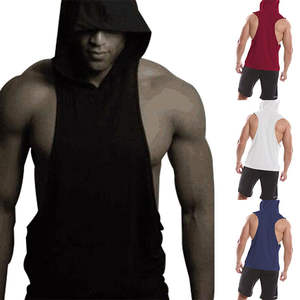 Camisetas sin mangas para hombre, personalizadas, deportivas, para fitness, con cuello redondo, holgadas, ecológicas, transpirables, de secado rápido, de poliéster/algodón. - Product Image 2