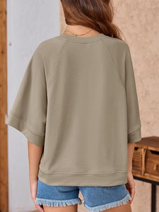 Sweat-shirt à col rond haut de gamme pour femme, le plus vendu, personnalisable OEM, vente en gros, manches trois-quarts, pull décontracté, fabricant de vêtements de mode - Product Image 3
