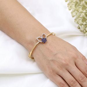 Pulsera Articulada de Plata de Ley 925 Bañada en Oro Amarillo con Zafiro Azul Natural y Diamantes, Joyas Memoria, Venta al por Mayor - Product Image 5