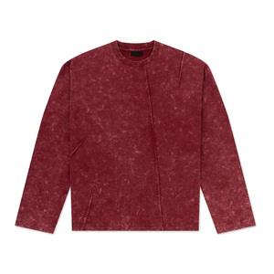 Camiseta de Manga Larga para Hombre, Estilo Vintage, Cuello Redondo, Lavado Ácido, Tejido Francés Ligero, Corte Holgado, en Oferta - Product Image 5