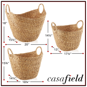 Artex HaiNam Natural Water Hyacinth Storage <b>Baskets</b> <b>With</b> <b>Handles</b> Bowl Shape Multi Purpose Rustic Style Organizers For Neatening - Product Image 6