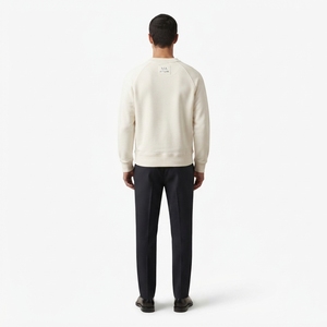 <b>Mens</b> Cream Crewneck Sweatshirt Raglan <b>Sleeve</b> Plain Casual Streetwear Pullover <b>Long</b> <b>Sleeve</b> <b>Top</b> - Product Image 2
