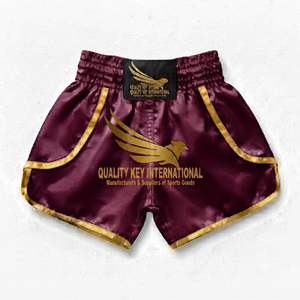 Deluxe Woven Lightweight Satin Boxing <b>Trunks</b> & Martial Arts Training Shorts with Front Logo Custom Team Uniforms <b>for</b> Muay Thai - Product Image 6