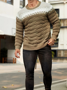 เสื้อพูลโอเวอร์ผู้ชายแขนยาวสีสันสดใสสไตล์ลำลองสำหรับฤดูใบไม้ร่วงและฤดูหนาว ขายดีประจำปี 2023 - Product Image 4