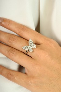 แหวนแฟชั่นผู้หญิง VB-545SR แหวนผีเสื้อประดับเพชรแล็บโกรว์ ทองคำแท้ 10K 14K ขายส่ง ของขวัญสำหรับเธอ แหวนสวยโดดเด่น - Product Image 5