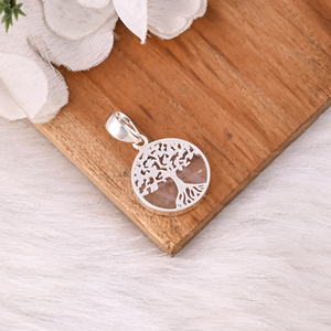 Classic 925 Sterling Silver Pendant Rose <b>Quartz</b> Elegant Looking Gemstone Tree Of Life Jewelry Wholesale Exporter - Product Image 3