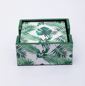 Posavasos de MDF con Diseño Floral y de Aves en Azul, Impresos en Esmalte, Cuadrados, Antideslizantes - Product Image 3