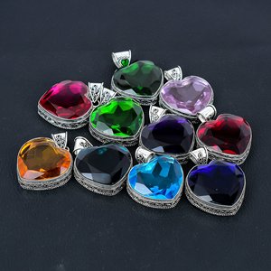 Assorted Gemstone <b>Heart</b> Shaped Pendant Crystal <b>Heart</b> <b>Charm</b> 20mmx20mm Everyday Wear Bulk Lots Wholesale, Beautiful gift for her - Product Image 4
