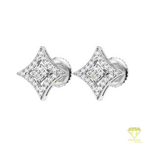 Boucles d'oreilles clous carrées en diamant de laboratoire sertis de pierres, en argent sterling 925, collection de bijoux de luxe - Product Image 2