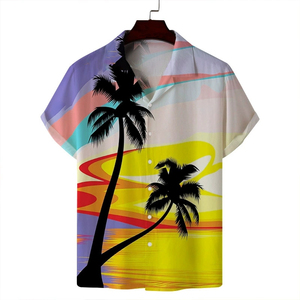 เสื้อฮาวายพิมพ์ลายแฟชั่นชายหาดวินเทจแขนสั้นคุณภาพสูงสั่งทำได้ตามต้องการพร้อมโลโก้แบบกำหนดเอง ระบายอากาศได้ดี สวมใส่สบาย - Product Image 3