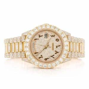 Two Tone Silver Quartz Business <b>Watch</b> 40mm with Decorative Stone Setting Stainless Steel <b>Bracelet</b> Dial Date Display - Product Image 1