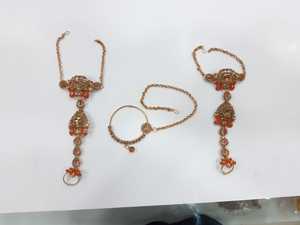 Conjunto de Joyería Étnica Vintage Chapada en Oro con Turquesa, Collar y Aretes para Mujer, Diseño Floral para Bodas y Fiestas, Aleación de Alta Calidad - Product Image 4
