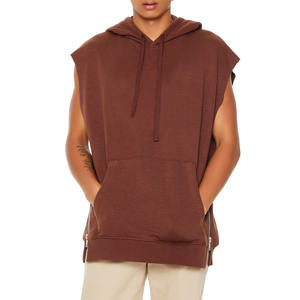 Sweat-shirts à capuche sans manches pour hommes, coupe ample, en molleton bouclette, surdimensionnés, de haute qualité, avec logo personnalisé - Product Image 4