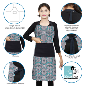 High Quality Washable Reusable Soft Breathable Disposable 100% Cotton Eco-Friendly Printed <b>Apron</b> for Chef <b>Kitchen</b> Use Cooking - Product Image 4