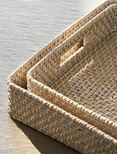 Panier rectangulaire tressé en rotin artisanal, durable, idéal pour le rangement et la décoration, prix compétitif – Meilleure vente - Product Image 4