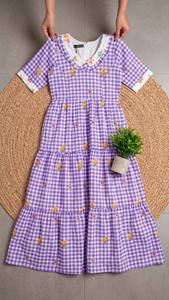 Vestido Maxi de Algodón de Alta Calidad para Mujeres y Niñas, Tela Suave y Transpirable para Uso Diario Informal de Verano, Disponible para la Venta - Product Image 1