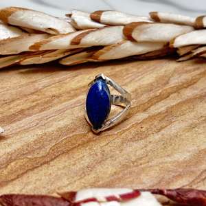 <b>Lapis</b> <b>Lazuli</b> Statement <b>Ring</b> Women Silver Plated Brass <b>Ring</b> Jewelry Elegant Marquise Stone Design Wholesale - Product Image 3