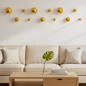 Juego de Adornos Circulares de Pared Chapados en Oro, Diseño Geométrico Abstracto Decorativo Minimalista de Colocación Irregular - Product Image 6