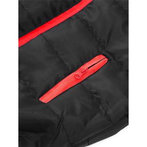 Men's Black Puffer <b>Jacket</b> With <b>Red</b> Zipper Stand Collar Windproof Casual Winter Coat Polyester Wadding Slim Fit Regular Length - Product Image 6