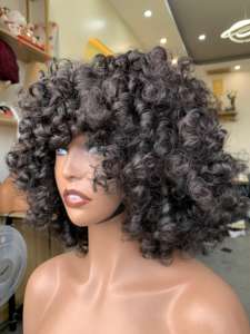 Perruque à frange sans dentelle, cheveux péruviens 100% humains, trame unique à la machine, expédition dans le monde entier - Product Image 6