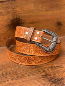 Hot Sale New Designer High Quality <b>Leather</b> <b>Belts</b> Hand <b>Tooled</b> Carving Stylish Brown Color <b>Belts</b> - Product Image 3