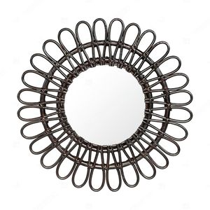 Miroir mural décoratif pour la maison, miroir en rotin fleuri, meubles de salon - Product Image 2