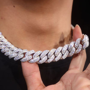 Luxury Iced Out Cuban Link Hip Hop Chain White Gold Finish <b>Statement</b> <b>Necklace</b> for Men Women Premium Fashion Jewelry - Product Image 2