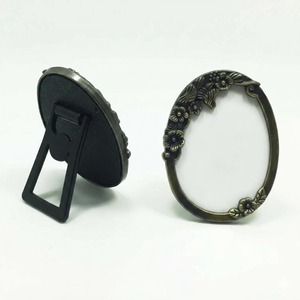 <b>Round</b> Metal Picture Mirror <b>Frame</b> With Floral Design Durable Decorative Accent - Product Image 2