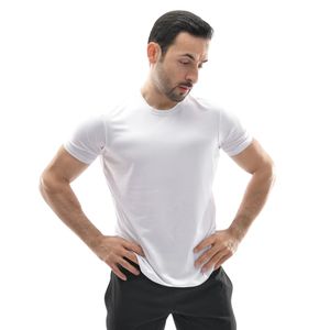 T-shirt blanc à manches courtes et col rond pour homme, haut de sport décontracté et léger pour l'entraînement et la gym - Product Image 2