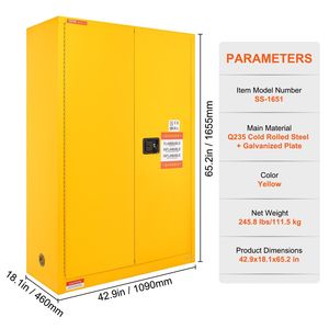 Armadietto di sicurezza liquido infiammabile in acciaio laminato a freddo 45 Gal a prova di esplosione 2 ripiani regolabili 2 porte manuali uso industriale - Product Image 3