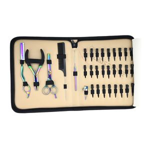 Custom Hair Extension <b>Tools</b> <b>Kit</b> Micro Bead Crimping Plier Hook Pulling <b>Tool</b> Comb Sectioning Clips Thinning Scissor Razor Set - Product Image 1