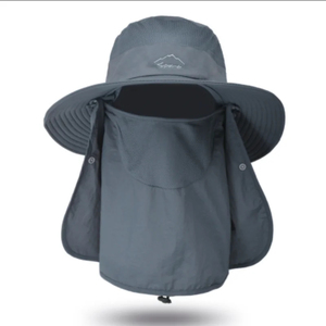 <b>Light</b> Gray Mesh Bucket <b>Hat</b> With Neck Flap Sun Protection Outdoor Unisex Adjustable Spring Summer Casual Style - Product Image 6