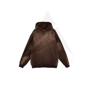 Men's Hooded Pullover Sweatshirt Solid <b>Brown</b> French Terry Knitted Regular Sleeve Autumn Wear - Product Image 4