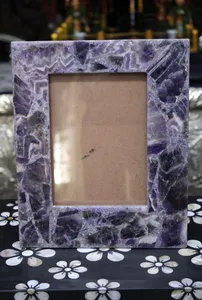 Elegante Marco de Fotos de Mármol Morado, Marco de Fotos de Piedra Natural de Lujo para Decoración del Hogar, Oficina y Regalos - Product Image 2