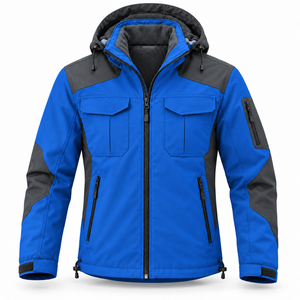 OEM Mens Softshell Winter Jacket Warm Fleece Lining Multi Pocket Hooded Outdoor Wear Climbing Hunting Color Block Travel Jackets - Product Image 1