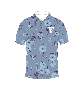 Camisa polo con estampado floral azul para hombre, camisa informal de manga corta a la moda de verano - Product Image 1